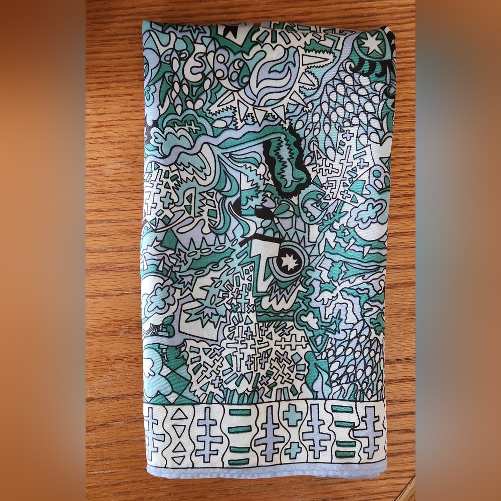 Vintage Geometric Design Rectangular Polyester Sc… - image 3